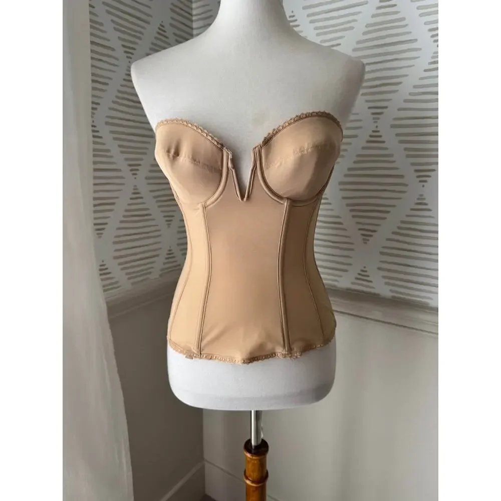 Dominique 34B Mocha Vivienne Convertible Strapless V Wire Longline Corset Bra